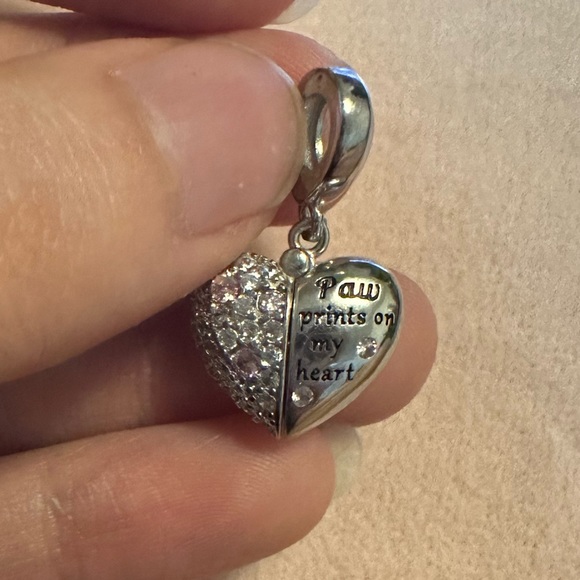 NWOT Pandora Fit Silver Paw Heart Charm - Picture 10 of 15